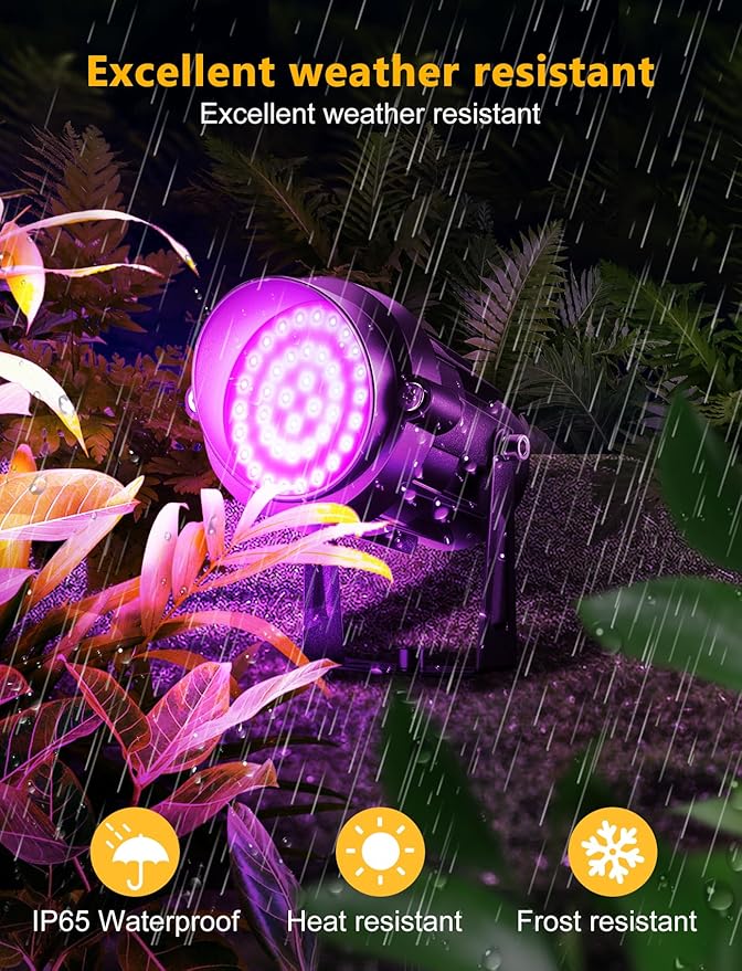 Christmas Spotlight Outdoor Black Light Spotlight, 12W Purple Spot Lights Waterproof Landscape Light Plug in Black Lights for Glow Party Fence Christmas Decorations Yard Garden Stage Decor, 1 Pack
