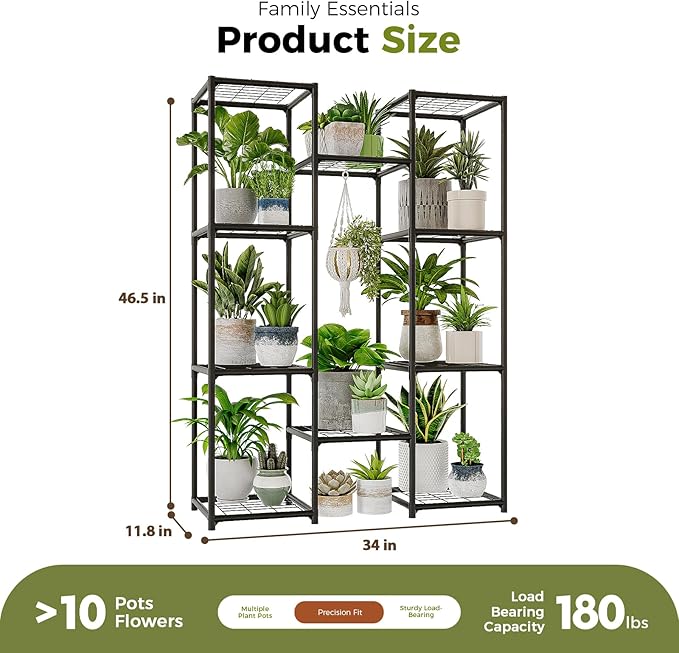 Bamworld Plant Stand Outdoor Metal Plant Shelf for Multiple Plants Large Plant Holder Waterproof for Garden Living Room Patio Morden Home Decor Gardening Gifts