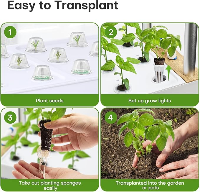 Ahopegarden Indoor Garden Hydroponics Growing System Kit: 60 Pods Vertical Garden with LED Grow Light - Plant Germination Kit Aeroponic Veggie Flower Fruit Growth with Smart Socket & Pump System