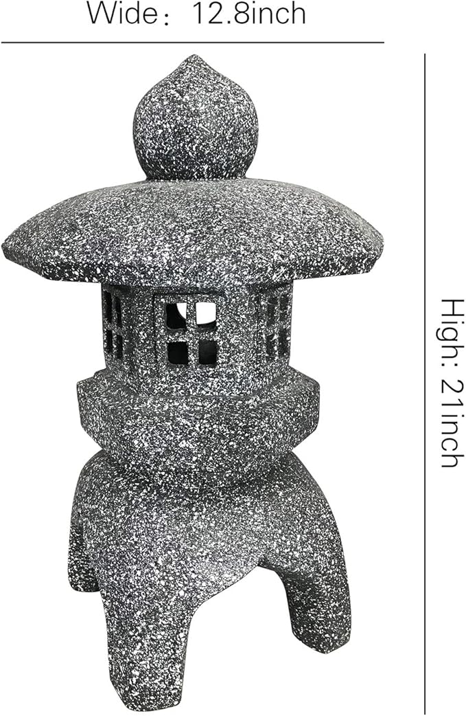 Pagoda Garden Statue Outdoor Figurine Lights Solar Powered LED Garden Decor Pagoda Light Asian Lantern Outdoor Decorations Home Tranquil Resin Waterproof Decor Lawn Yard