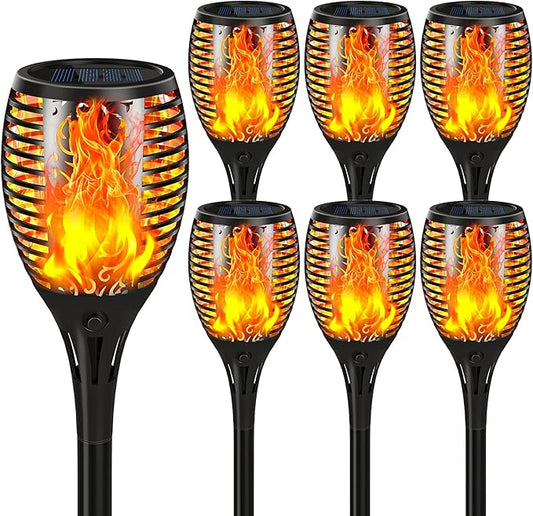 Upgraded Solar Lights Outdoor 7 Pack, Solar Torch Lights with Flickering Flame, Super Larger Size for Garden Decor, Solar Powered Outdoor Waterproof Solar Garden Lights for Pathway Patio Yard