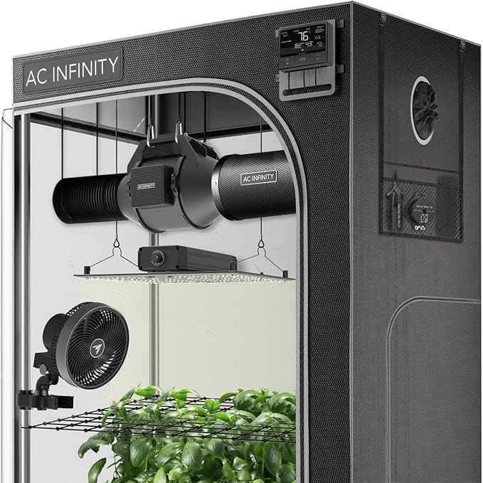 AC Infinity Advance Grow System 3x3, 3-Plant Kit, WiFi-Integrated Grow Tent Kit, Automate Ventilation, Circulation, Schedule Full Spectrum Samsung LM301H LED Grow Light, 2000D Mylar Tent