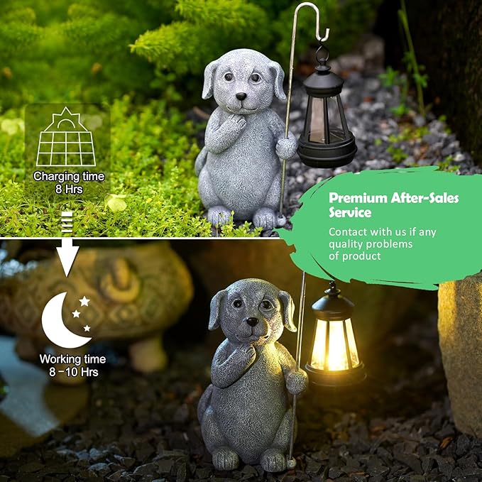 Solar Garden Decor Statues Figurine: Garden Art for Patio Balcony Yard Lawn - Unique Christmas Birthdays Gifts for Mom Grandma Women Wife Sister