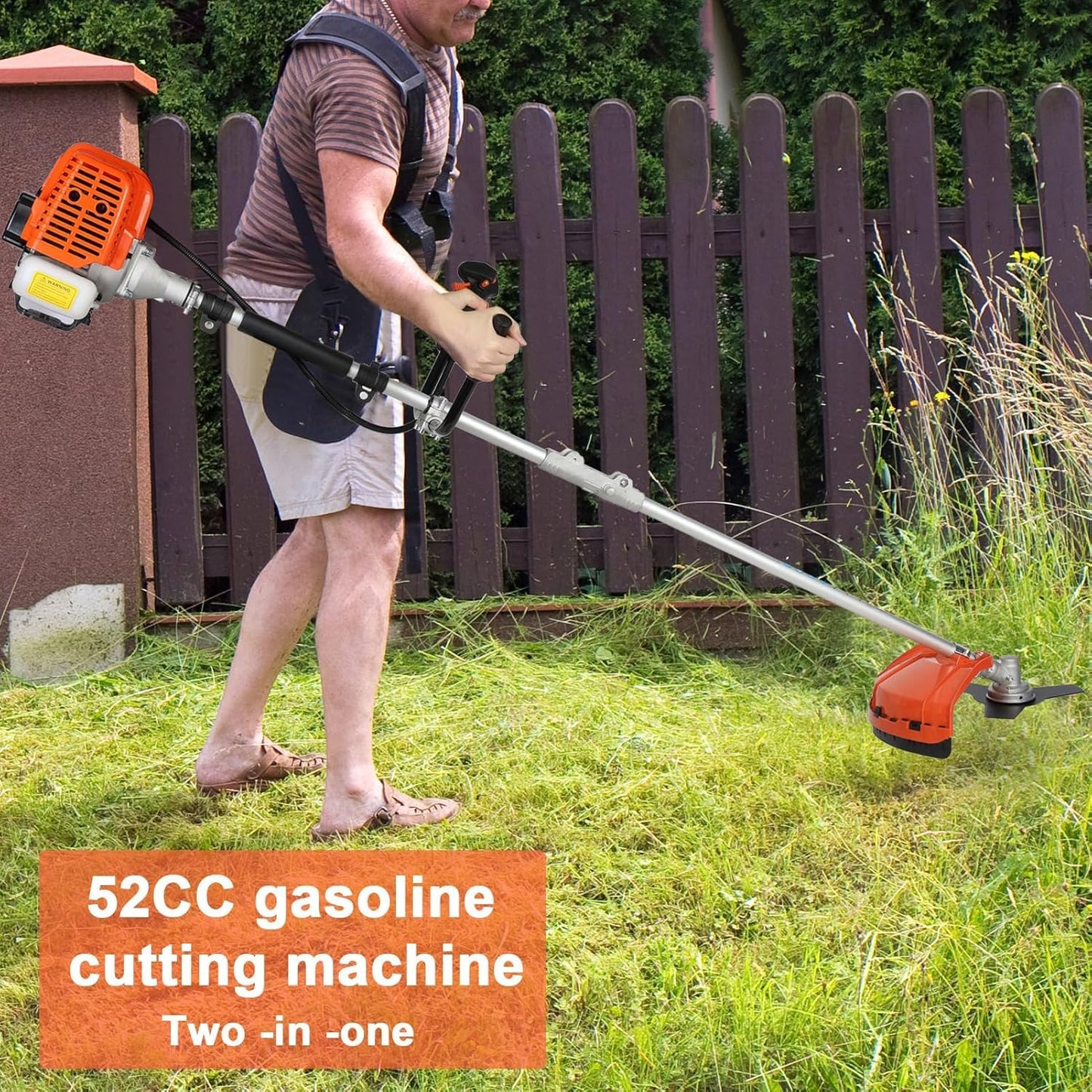 Gas Weed Eater, 52CC 2-Stroke Weed Wacker Gas Powered, 2 in 1 Multi-Functional String/Grass Trimmer, Brush Cutter for Gardening Shipping from USA Fast Arrival