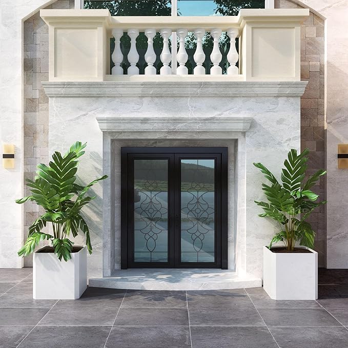 Steel Planter Box-24"x24"x24"-Large Square Planter Box-Outdoor Indoor-Cube Steel Planter Heavy Duty White Metal Planter Flower Pot Commercial Residential for Home Garden Porch Hotel Patio