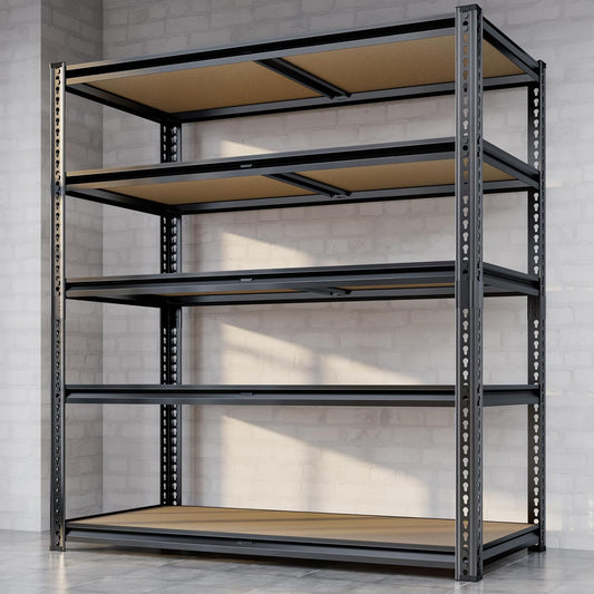 72" H Storage Shelves Heavy Duty, 2200LBS Garage Shelving, 5 Tier Metal Shelving Unit Adjustable Garage Shelves Utility Rack Shelf for Storage Warehouse Pantry Closet,40" W × 20" D × 72" H, Black