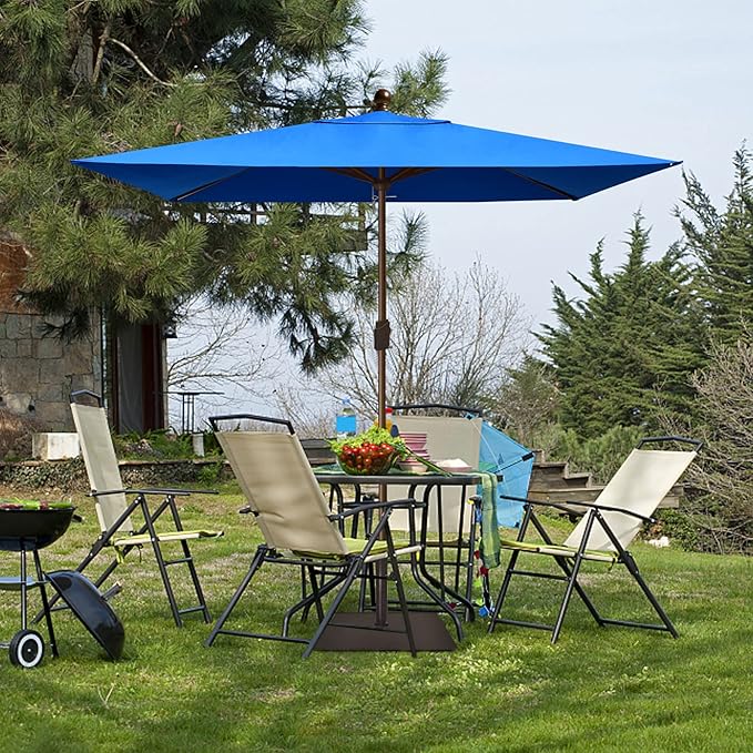EliteShade USA 10-Year-Non-Fading 6.5x10Ft Rectangular Market Umbrella Patio Umbrella Outdoor Table Umbrella with Ventilation（Royal Blue）