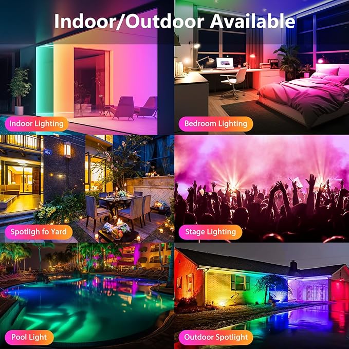 Spotlight Outdoor Control with Smart APP, 2 Pack 15W RGBW Landscape Lighting, Dimmable Color Changing IP67 Waterproof Spot Light Warm Flood Light for House Pathway Garden Yard Tree