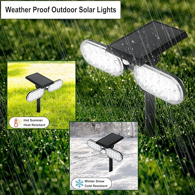 Luwint 2 Packs Outdoor Solar Lights Landscape Wall Spotlights Adjustable Angle Auto Motion Lights Waterproof with Motion Sensor Security Wall Lights for Garden Yard Driveway Porch