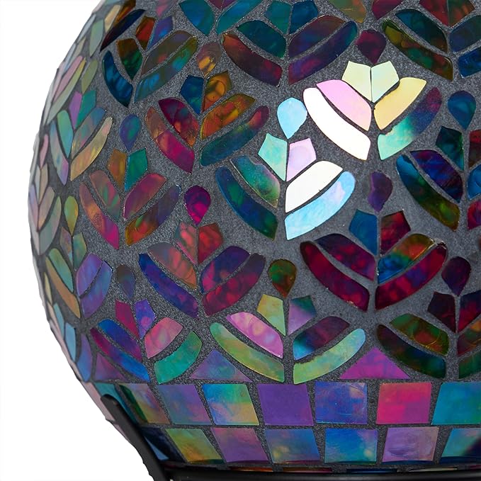 Alpine Corporation GBT118 Mosaic Peacock Gazing Ball, Stylish Décor for Garden, Patio, & Lawn, 12" H, Multicolor