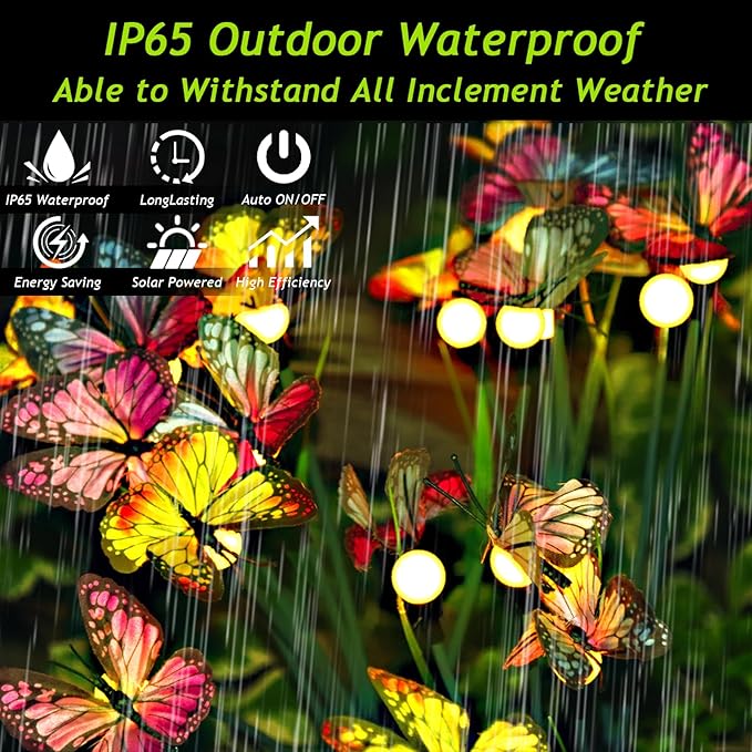 Solar Butterfly Lights Outdoor, 4 Pack 24 LED Solar Garden Lights Outdoor Waterproof,Solar Outdoor Lights Garden Decor for Yard,Patio,Lawn,Pathway