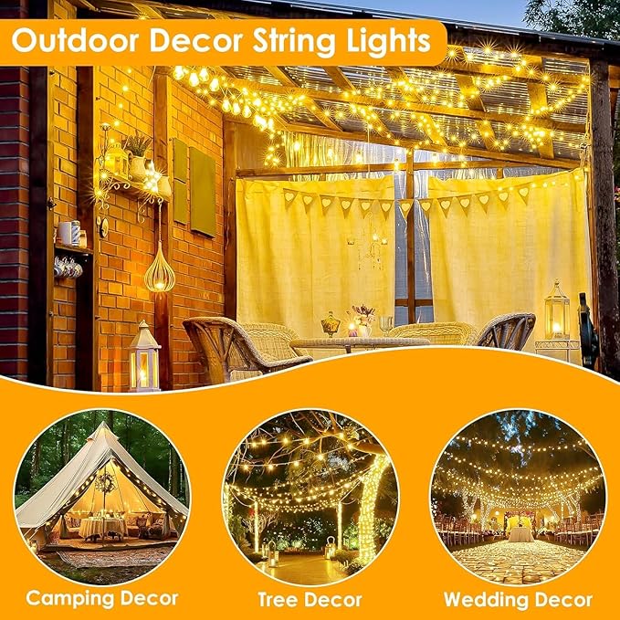 3Pack 99Ft 300LED Fairy Lights Battery Operated with Remote, Waterproof String Lights with Timer for Indoor & Outdoor, Twinkle Lights Battery Powered for Bedroom Wedding Christmas Decor (Warm White)