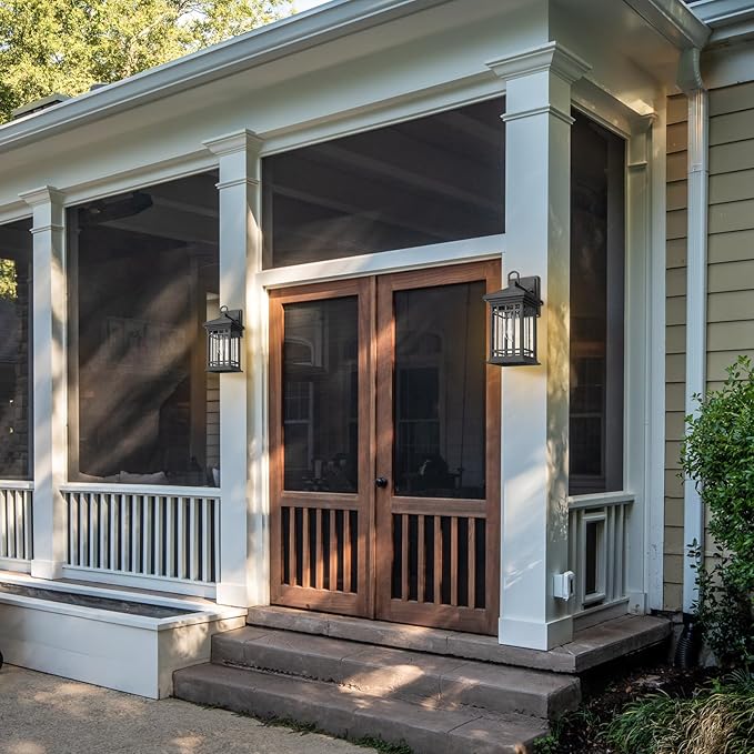 Outdoor Porch Lights Wall Mount, 12.4 Inch Outdoor Wall Lantern With E26 Sockets & Seeded Glass, Classic Exterior Lighting Fixtures, Waterproof Porch Light Fixtures For Garage (Bulbs Not Include)