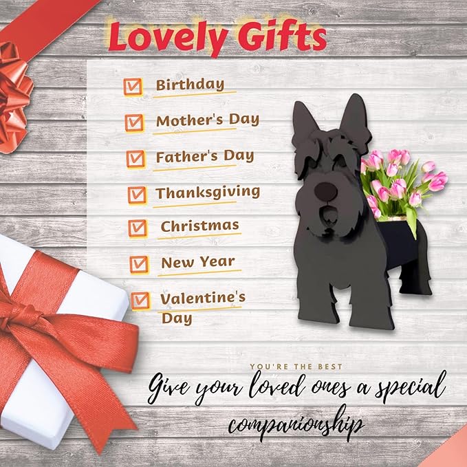Scottish Terrier Dog Planter Plant Pots,Cute Garden Dog Flower Planter,Dog Planters Birthday Gifts for Women,Office,Indoor/Outdoor Decor（9.45 * 6.61 * 13.39in）
