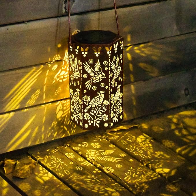 Outdoor Solar Lanterns Cardinal Bird Gift for Women/Mom/Grandma/Sister,Solar Lanterns Outdoor Waterproof Butterfly, Garden Decor,Christmas,Mother's Day,Thanksgiving Gifts,Solar Decoration for Yard