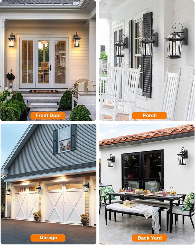 VIANIS Dusk to Dawn Exterior Light Fixture, Waterproof Outdoor Wall Sconce Porch Light for House, 100% Anti-Rust Aluminum Outside House Lights, Farmhouse Coach Lantern for Porch, Garage, Front Door