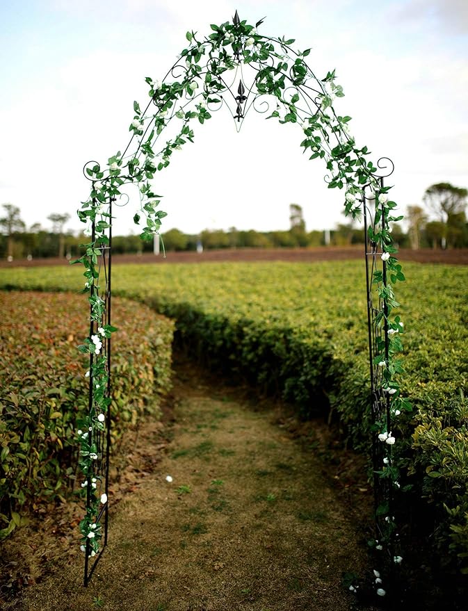 Steel Garden Arch, 8'1" High x 4'2" Wide, Garden Arbor for Various Climbing Plant, Outdoor Garden Lawn Backyard