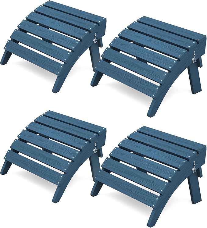 KINGYES Folding Adirondack Ottomans Set of 4 for Adirondack Chair, Navy