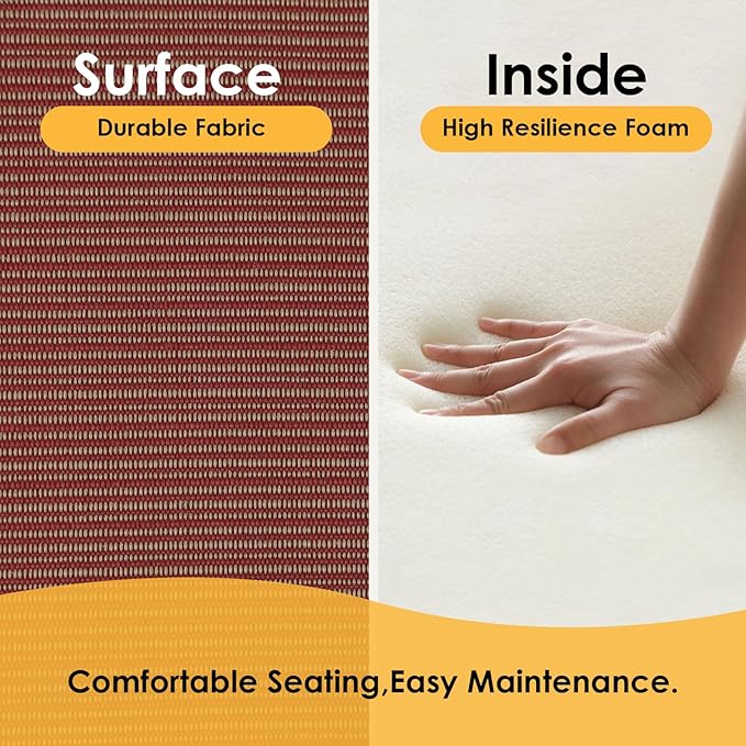 Outdoor Square Corner Seat Cushion, 19"x19"x3", Set of 4, Non Slip Seat Cushion Pads with Removable Cover for Patio Furniture, Garden Yard Lawn, Dark Yellow Tan Stripe