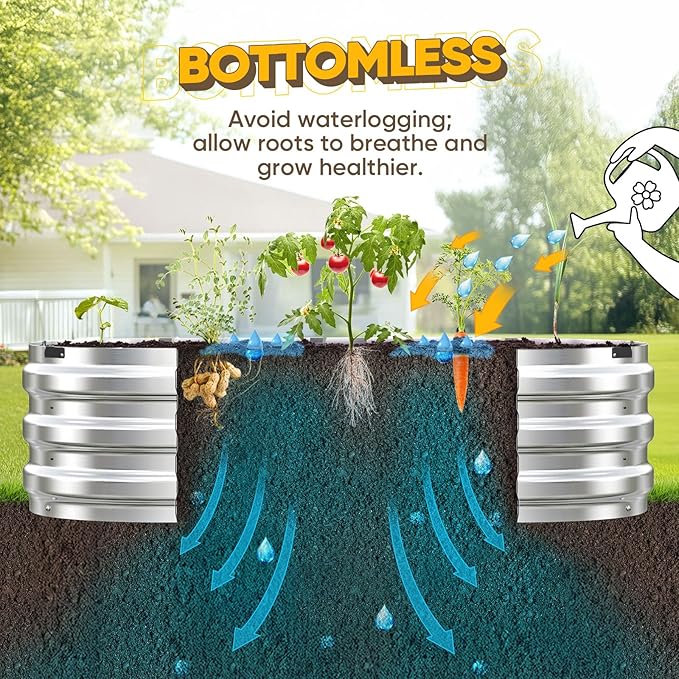 KING BIRD Raised Garden Bed Kit 2025 Upgraded 10-Minute Assembly Galvanized Planter Garden Box Outdoor for Gardening, Vegetables, Flowers, 47x24x12 in, Silver 2PCS