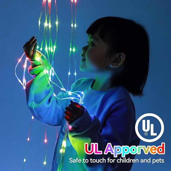 Christmas Decoration RGB String Lights, Outdoor Color Changing Christmas Lights 320 LED 16.4 Ft Star Tree Topper Fairy String Lights with 8 Light Modes for Christmas New Year Holiday Garden Yard