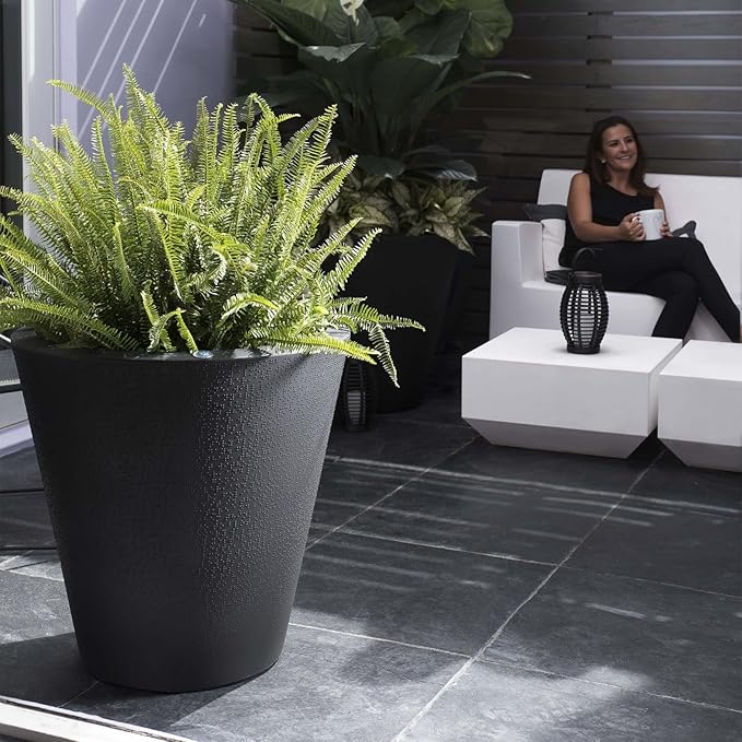 Crescent Garden Dot TruDrop Indoor/Outdoor Planter, Self-Watering Plant Pot, 16 Inches, (Mocha)