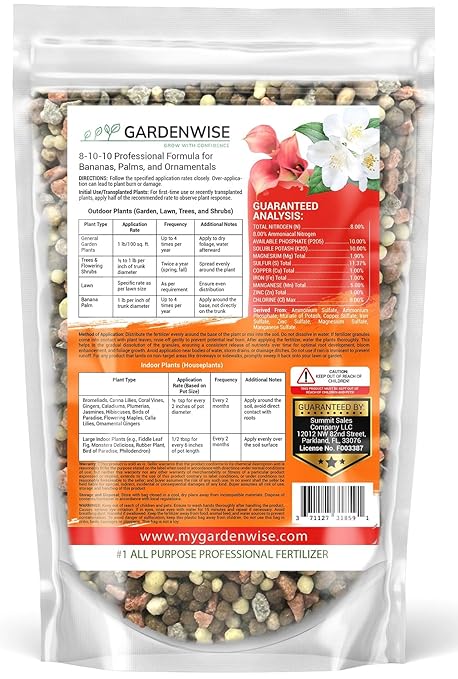 Elite 8-10-10 Professional Fertilizer for Banana, Flowering, and Fruit Trees, Ornamentals - Boosts Flowering & Fruiting - for Indoor & Outdoor Plants (2 QUARTS)