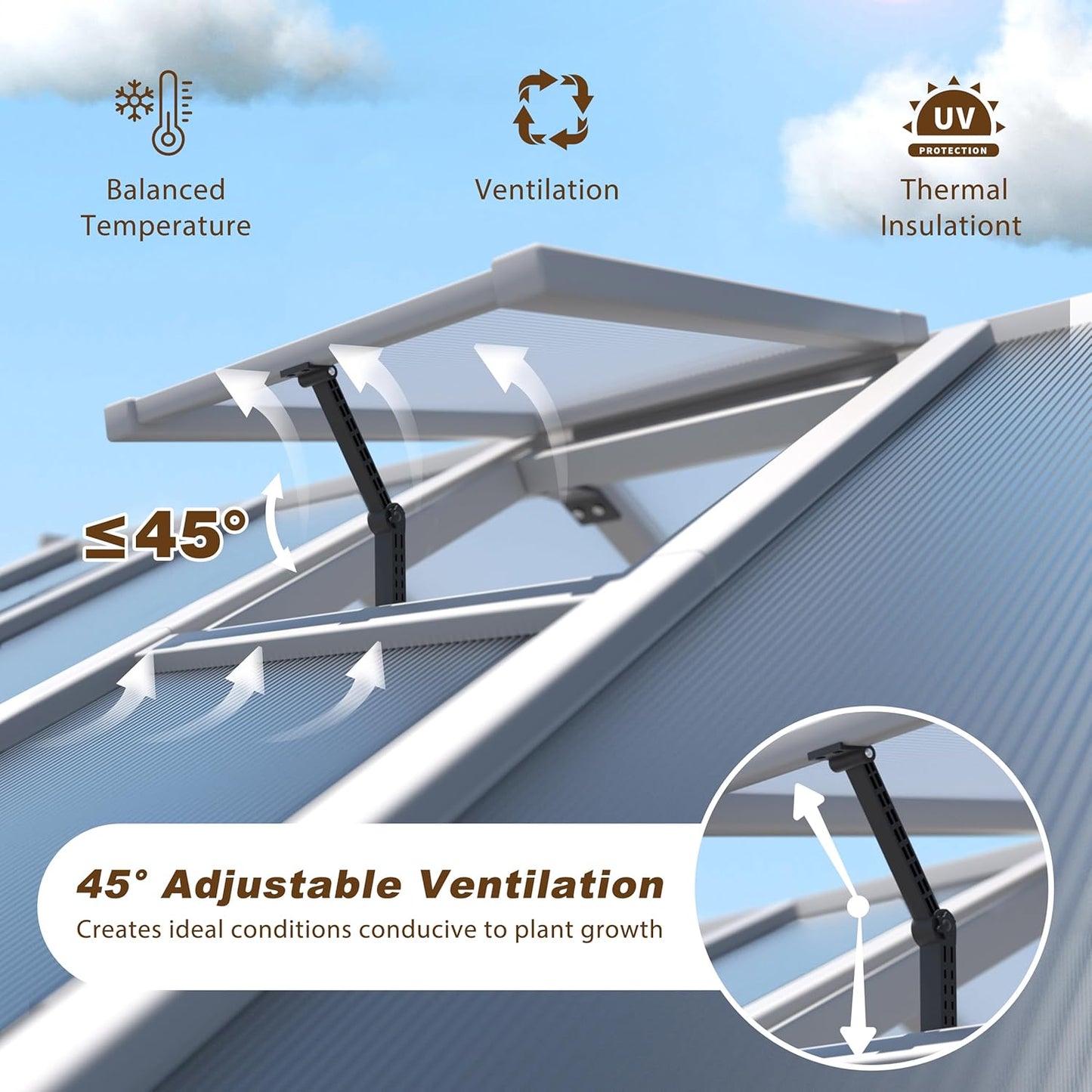 MUPATER 6 × 10 FT Cedar Wood Greenhouse for Outdoors, Outdoor Greenhouse With Polycarbonate Panels, Adjustable Vent Windows and Lockable Door, Wooden Walk-In Green House Kit for Garden, Lawn, Backyard
