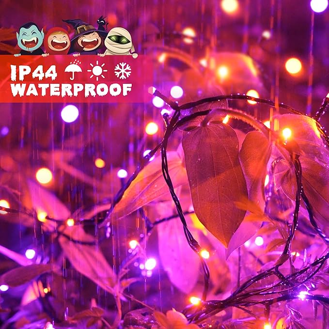 JMEXSUSS 500 LED Orange and Purple Halloween Lights, 173ft Halloween String Lights Outdoor Waterproof, 8 Modes Christmas Tree Light Plug in for Party House Indoor Decor