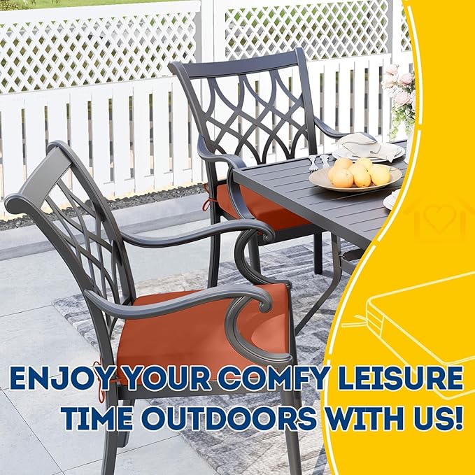 AAAAAcessories Outdoor Seat Cushions for Chairs, Waterproof, Fade-Resistant Patio Furniture Replacement Cushions, 21" x 21" x 4", Set of 2, Rust