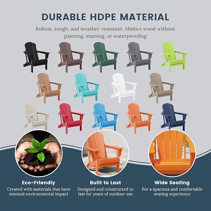 Westin Outdoors Laguna WO Home Outdoor Adirondack Folding Chair Lounger Seat Traditional Retro Home Furniture for Beach, Balcony, Backyard, Lawn, Patio, Pool, Deck, Garden (Orange)