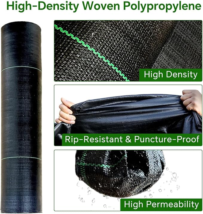 Weed Barrier Landscape Fabric Heavy Duty,3.2 OZ Premium Garden Weed Blocker Fabric for Weed Control, Plastic Ground Cover with Woven Weed Cloth,Durable Landscaping Fabric (2.8 X 50FT)