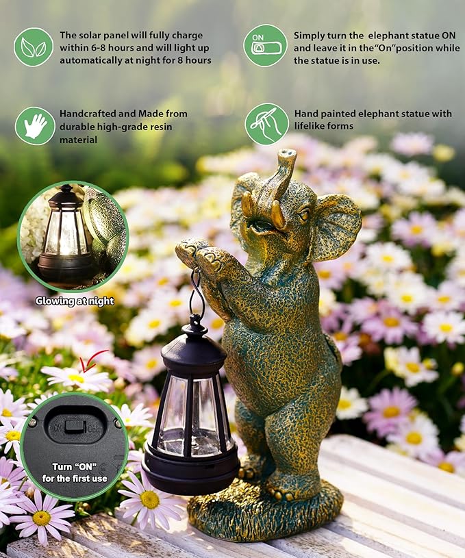 Solar Garden Outdoor Decor Statues: Art Figurines Decorations for Yard Patio Balcony Porch Lawn Ornaments - Gifts for Grandma Mom