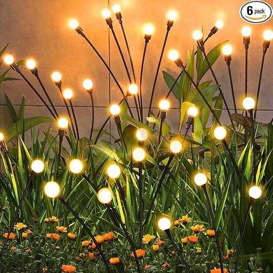 Solar Lights Outdoor Garden – 6 Pack 36 LEDs Solar Firefly Lights, Swaying Lights Waterproof, Solar Decorations for Yard Patio Pathway Lawn Gardening Gifts