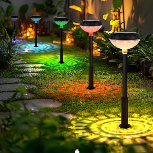 Outdoor Pathway Lights Solar Powered: 6 Pack RGB Landscape Path Lights Led Yard Light - Color Changing Lights Garden Decor for Outside Backyard Sidewalk Patio Walkway Decorations
