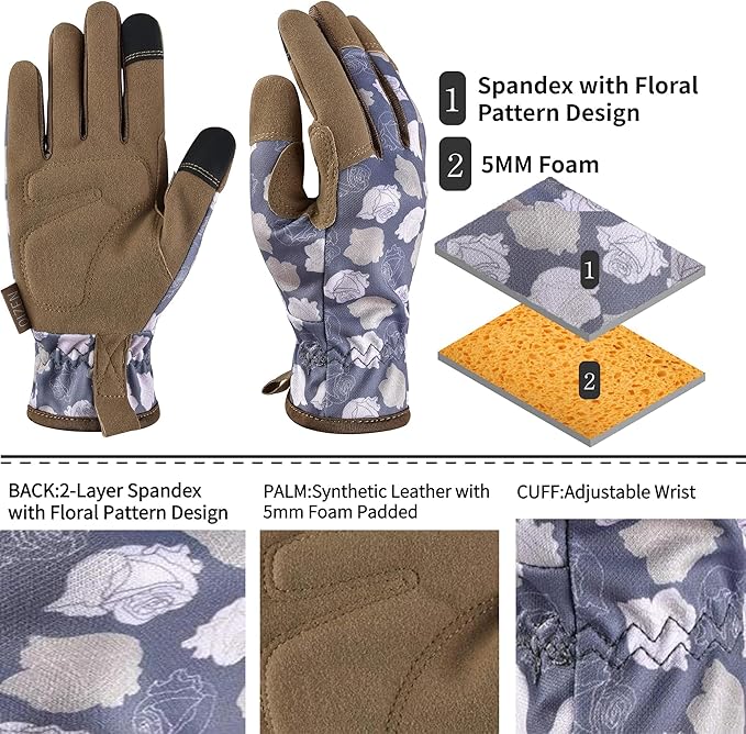 Gardening Gloves for Women and Men, Garden Gloves with Touch Screen, Thorn Proof Puncture Resistant Working Gloves, Gardening Gifts for Women, Size Small