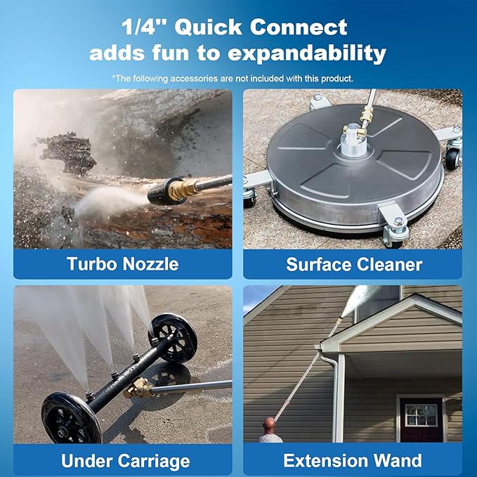 Electric Pressure Washer 5000PSI 4.0GPM Power Washers with M22-14mm Pressure Hose 33FT, Power Sprayers High Pressure with 1/4" QC Compatible Surface Cleaner for Home Cars Driveways, Blue