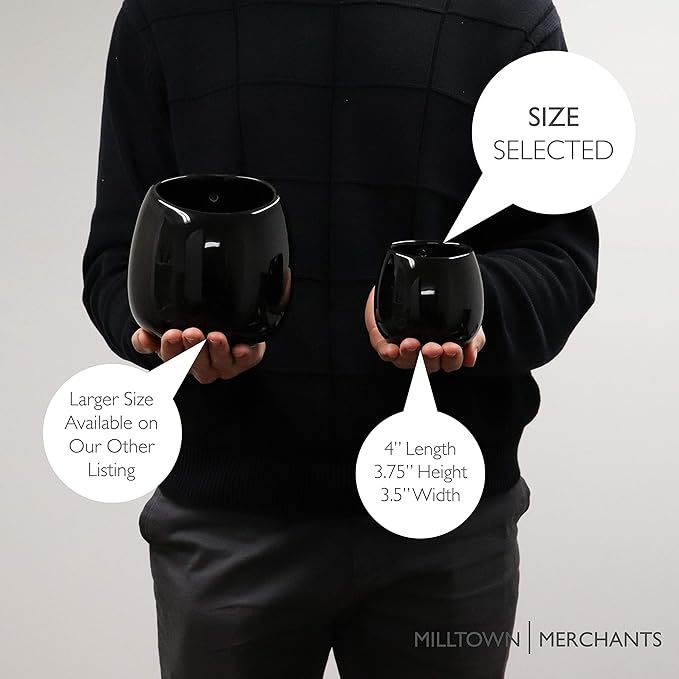 Milltown Merchants Succulent Wall Planter - Black Ceramic Mounted Vase - Plant Pot for Living Wall (1 Pack/Modern/Black)