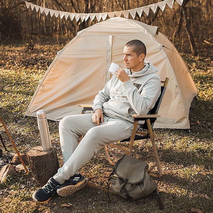 Outvita Portable Folding Camping Chair, Ultralight Low Beach Chair, Durable Aluminum Frame Armchairs for Hiking Concert Fishing Picnic, Supports 223Lbs