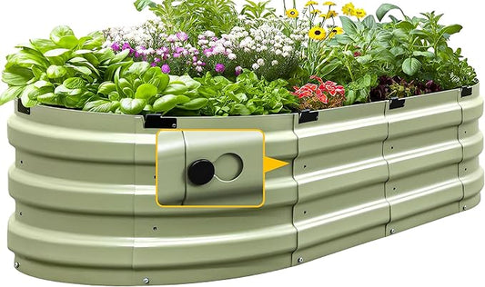KING BIRD Raised Garden Bed Kit 2025 Upgraded 10-Minute Assembly Galvanized Planter Garden Box Outdoor for Gardening, Vegetables, Flowers, 47x24x12 in, Olive Green