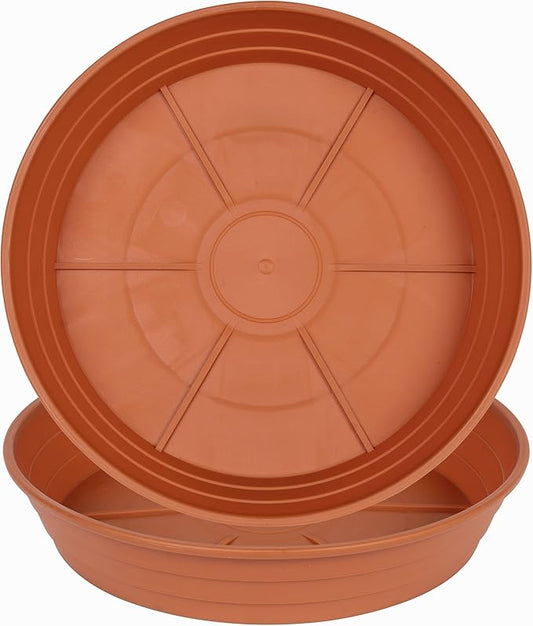 Plant Saucer 14 Inch 2 Pack 6 8 10 12 14 16 18 20 25, Plastic Plant Trays for Pots，Extra-Deep Plant Water Dray Tray, Bird Bath Bowl, Heavy Flower Plant Saucers Indoors and Outdoor No Holes