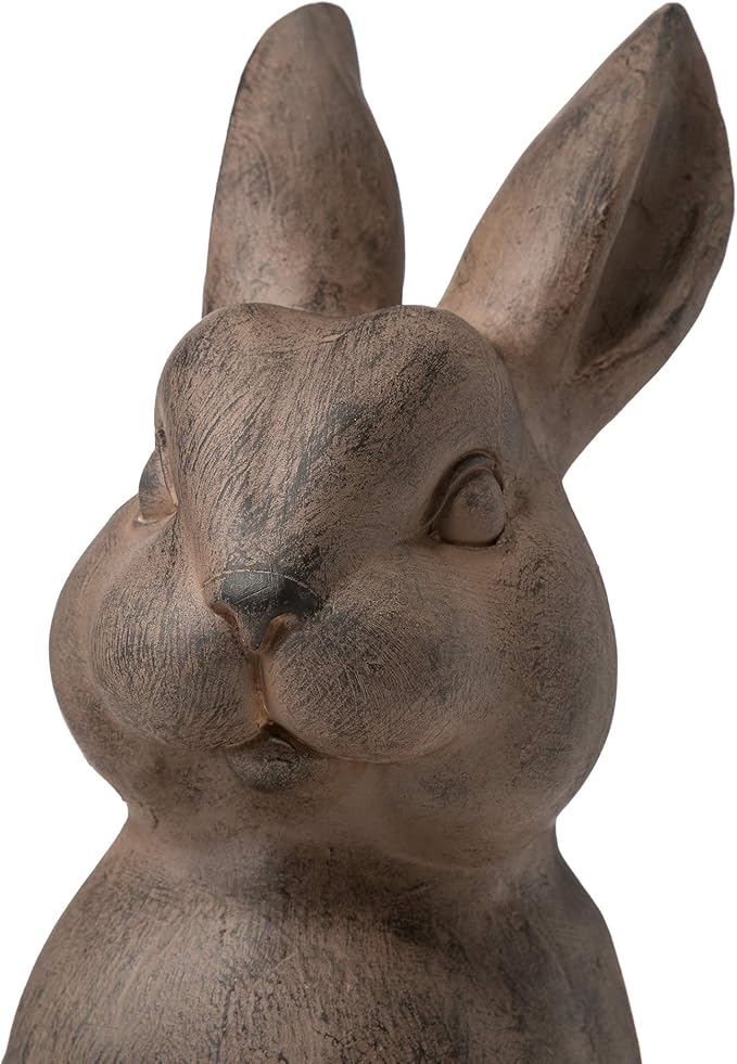 Glitzhome Rabbit Garden Statue Outdoor Standing Bunny Sculpture Lawn Decor, 22.75 Inch, Bronze