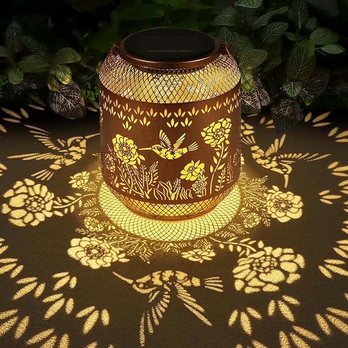Solar Lanterns Outdoor Waterproof Christmas Birthdays Gifts for Women Mom Grandma Butterfly Garden Decor Metal Hanging Solar LED Lights for Patio(Butterfly Flock-2P)