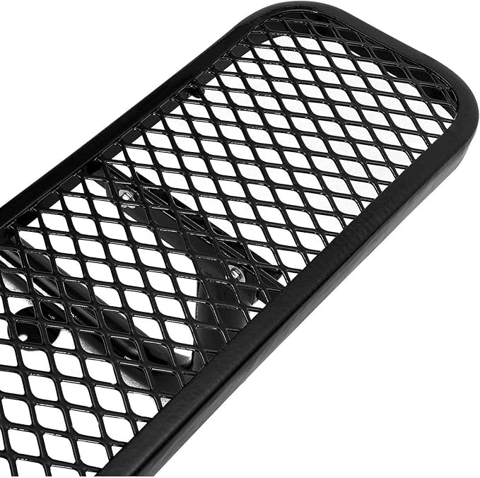 Global Industrial 8'L Rectangular Picnic Table, ADA Compliant, Expanded Metal, Black Thermoplastic Coating, Attached Benches, 1-1/2” Umbrella Pole Hole, Outdoor-Rated