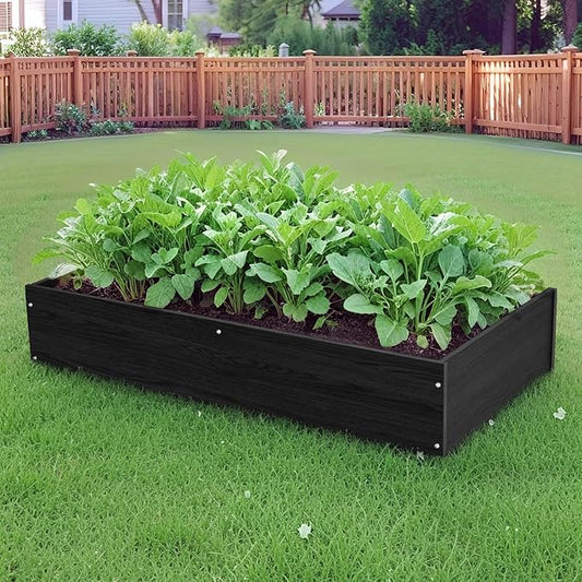 Raised Garden Bed 47.24 * 24.4 * 9.65 in,HDPE Vegetable Planter Bed Outdoor,Elevated Horticulture Planter Bed,Waterproof,Rot-Resistant and Non-Cracking Above Ground Garden Bed(Black)