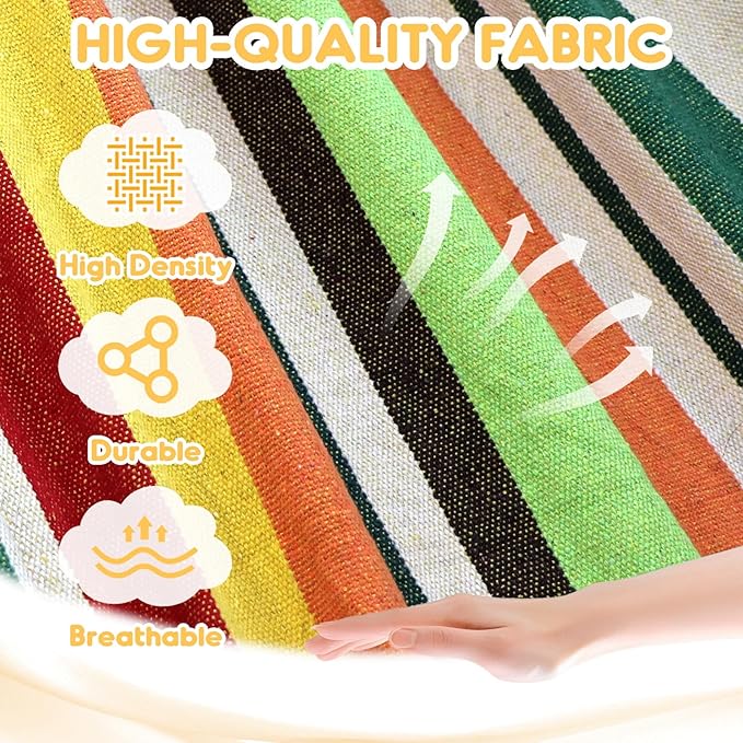 ANYOO Cotton Hammock Portable Camping Hammocks for Hanging Sturdy Garden Comfortable Fabric Hammock with Tree Straps Up to 660lbs with Travel Bag for Camping Outdoor/Indoor Patio Backyard