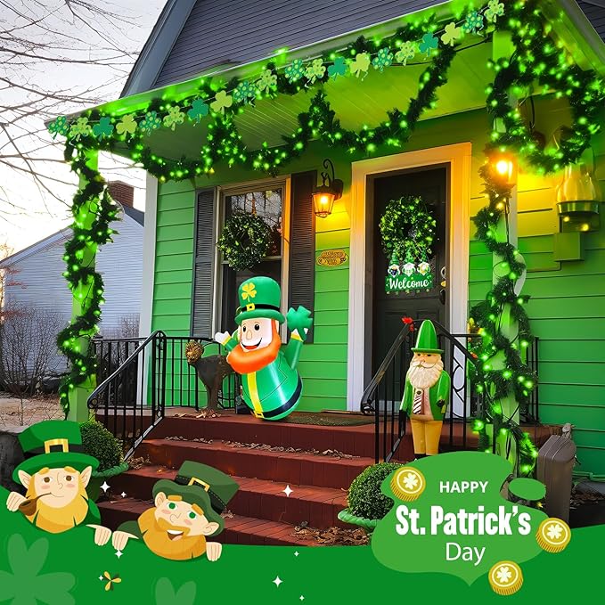 JMEXSUSS 500 LED Green St Patricks Day Lights, 8 Modes Christmas Lights Outdoor Plug in, 173ft Green String Lights for Christmas Party Xmas St Patricks Day Decorations