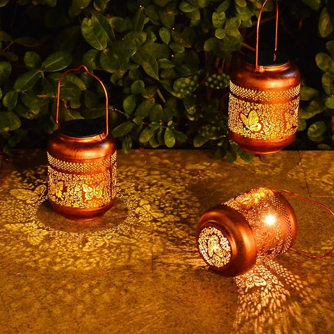 Outdoor Solar Lantern Decorative Waterproof Solar Lights for Yard, Patio, and Garden (Butterfly )