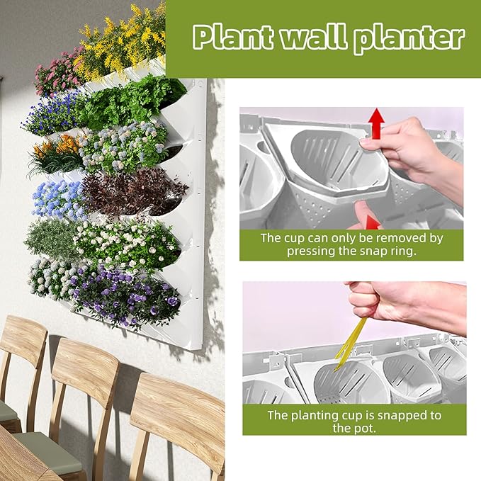 Self-Watering Wall-Mounted Vertical Planter, 36 Pots Wall Planter Indoor Vertical Living Green PlantWall Easy Installation 45''x39'' x5'' (White, 45X39 Inch 36Pcs)