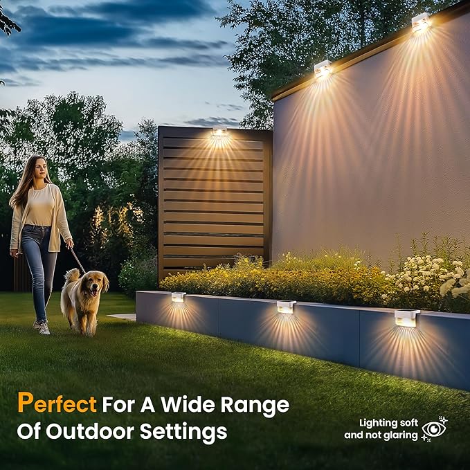 SOLPEX Solar Fence Lights Outdoor,Solar Deck Lights Waterproof Led Solar Lights for Outdoor Stairs,Step,Patio,Yard,Garden,Balcony and Porch,12 Pack Shell-Like Light Spots(White Shell,Warm White&RGB)